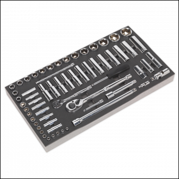 Sealey S01122 Siegen Socket Set with Tool Tray 1/4 inch  & 1/2 inch Sq Drive 62pc