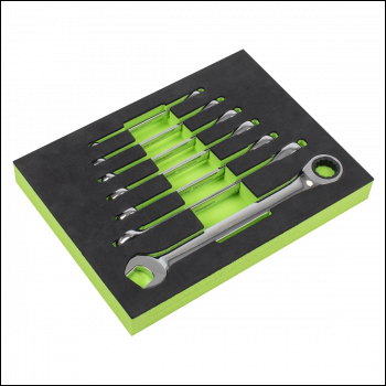 Sealey S01142 Siegen Combination Ratchet Spanner Set with Tool Tray 7pc