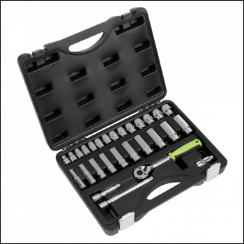 Sealey S01236 Siegen Socket Set 3/8 inch Sq Drive 28pc