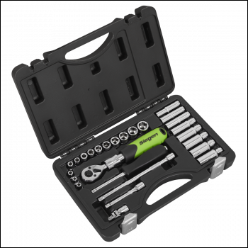 Sealey S01286 Siegen Extendable Ratchet Socket Set 1/4 inch Sq Drive 26pc