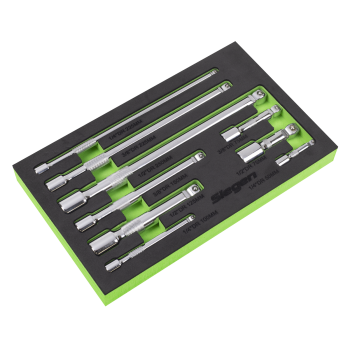 Sealey S01292 Extension Bar Set 1/4 inch , 3/8 inch  & 1/2 inch Sq Drive 9pc