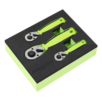 Sealey S01330 Stubby Ratchet Wrench Set 3pc