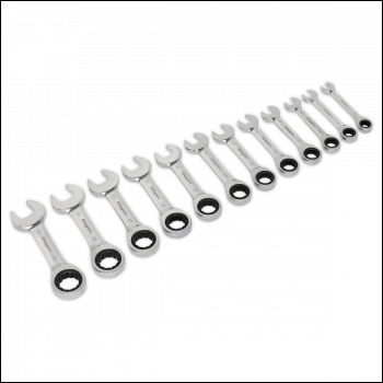 Sealey S0633 Siegen Stubby Combination Ratchet Spanner Set 12pc
