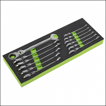 Sealey S0635 Siegen Flexi-Head Combination Ratchet Spanner Set 12pc