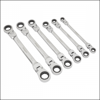 Sealey S0806 Siegen Flexi-Head Double End Ratchet Ring Spanner Set 6pc
