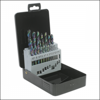 Sealey S0868 Siegen HSS Edge Ground Drill Bit Set 19pc - DIN 338