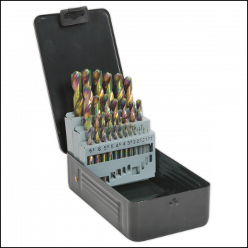 Sealey S0938 Siegen HSS Edge Ground Drill Bit Set 25pc - DIN 338