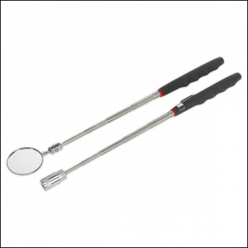 Sealey S0941 Siegen Telescopic Magnetic LED Pick-Up Tool & Inspection Mirror Set 2pc