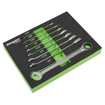 Sealey S0984 Premier Imperial Combination Ratchet Spanner Set in EVA Foam Tray 8pc