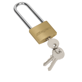 Sealey S0989 Siegen Brass Body Padlock with Brass Cylinder Long Shackle 40mm