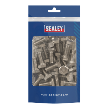 Sealey S1025 Stainless Steel Hex Head Set Screw M10 X 25 A2, DIN 933 - Pack of 25