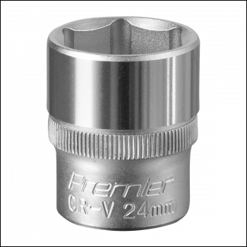 Sealey S1224 Premier Socket 1/2 inch Sq Drive 24mm
