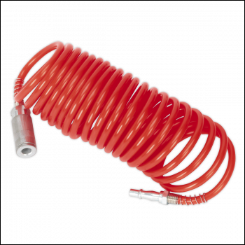 Sealey SA305 PE Coiled Air Hose with Couplings 5m x 5mm