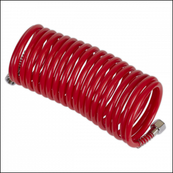 Sealey SA335 PE Coiled Air Hose with 1/4 inch BSP Unions 5m x 5mm