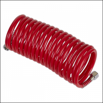 Sealey SA335 PE Coiled Air Hose 5m x Ø5mm with 1/4 inch BSP Unions