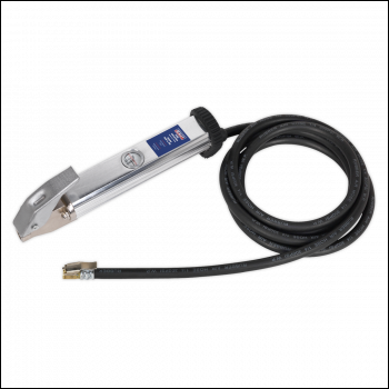 Sealey SA396 Tyre Inflator with 2.7m Hose & Clip-On Connector