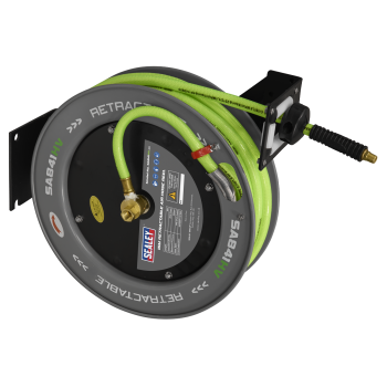 Sealey SA841HV 15m Retractable High-Visibility TPR Air Hose with Steel Reel 10mm ID