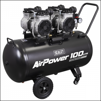 Sealey SAC10001S 100L Oil Free Low Noise Direct Drive Air Compressor 2 x 2hp