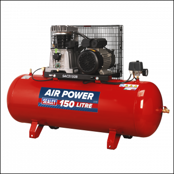 Sealey SAC2153B Air Compressor 150L Belt Drive 3hp with Cast Cylinders