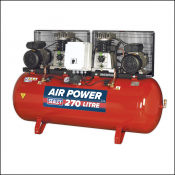 Sealey SAC2276B 270L Belt Drive Air Compressor with Cast Cylinders 2 x 3hp