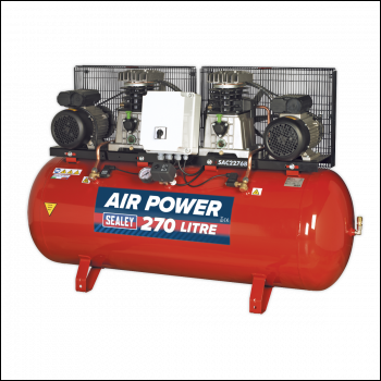 Sealey SAC2276B Air Compressor 270L Belt Drive 2 x 3hp with Cast Cylinders