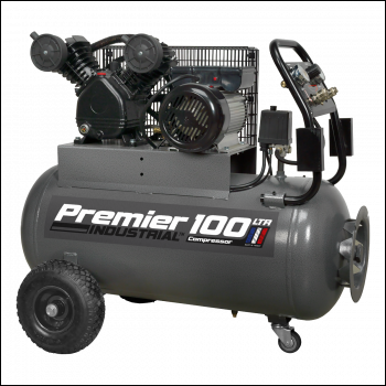 Sealey SAC3103B Premier 100L Belt Drive Air Compressor with Front Control Panel 3hp