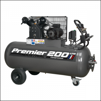 Sealey SAC3203B3PH Premier 200L Belt Drive Air Compressor with Front Control Panel 3hp 415V 3ph