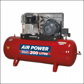 Sealey SAC42055B 200L Belt Drive Air Compressor with Cast Cylinders 5.5hp 3ph 2-Stage