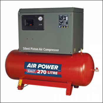Sealey SAC42755BLN 270L Low Noise Belt Drive Air Compressor with Cast Cylinders 5.5hp 3ph 2-Stage