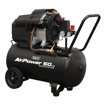 Sealey SAC5002 Air Compressor 50L V-Twin Oil Free Direct Drive 3hp