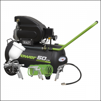 Sealey SAC5020EPK 50L Direct Drive Air Compressor 2hp with 4pc Air Accessory Kit