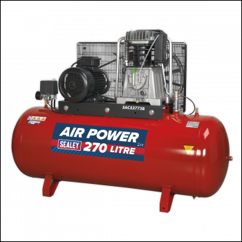 Sealey SAC52775B 270L Belt Drive Air Compressor with Cast Cylinders 7.5hp 3ph 2-Stage