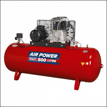 Sealey SAC55075B 500L Belt Drive Air Compressor with Cast Cylinders 7.5hp 3ph 2-Stage