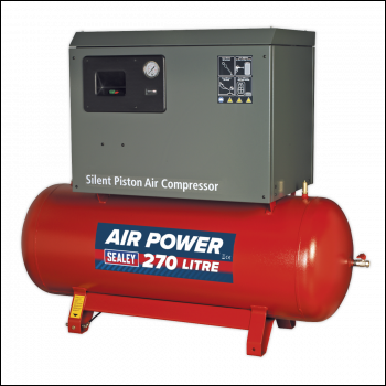 Sealey SAC72775BLN 270L Low Noise Belt Drive Air Compressor with Cast Cylinders 7.5hp 3ph 2-Stage