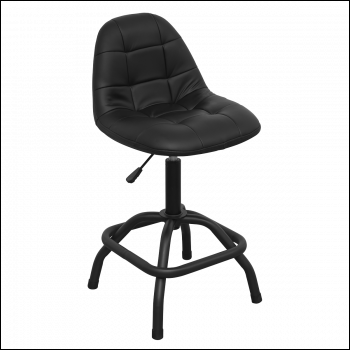 Sealey SCR01B Premier Industrial Pneumatic Workshop Stool with Adjustable Height Swivel Seat & Back Rest