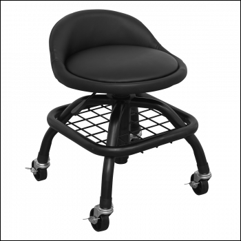 Sealey SCR02B Premier Industrial Pneumatic Creeper Stool with Adjustable Height Swivel Seat & Back Rest