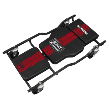 Sealey SCR101S Steel Creeper with 4 Rough Ground 5 inch  Wheels & Adjustable Back/Headrest