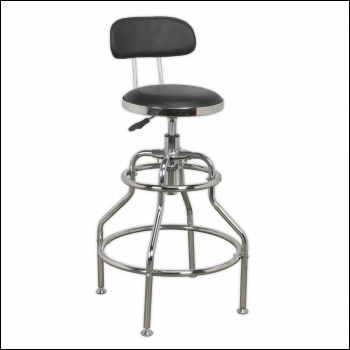 Sealey SCR14 Pneumatic Workshop Stool with Adjustable Height Swivel Seat & Back Rest