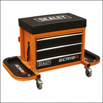 Sealey SCR18O Mechanic's Utility Seat & Toolbox - Orange