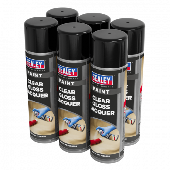 Sealey SCS065 Gloss Lacquer 500ml, Clear - Pack of 6