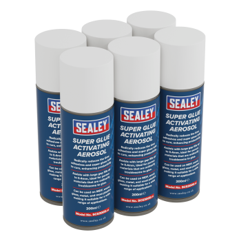 Sealey SCS300 Super Glue Activating Aerosol 200ml - Pack of 6