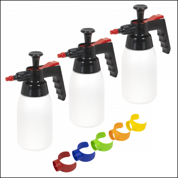 Sealey SCSGCOMBO Premium Pressure Solvent Sprayers & Colour-Coded Caps Combo 1L