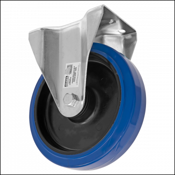 Sealey SCW3200FPEM Heavy-Duty Blue Elastic Rubber Fixed Castor Wheel Ø200mm - Trade