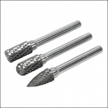 Sealey SDBK3 Tungsten Carbide Rotary Burr Set 3pc