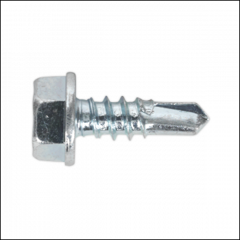 Sealey SDHX4213 Self-Drilling Screw 4.2 x 13mm Hex Head Zinc Pack of 100