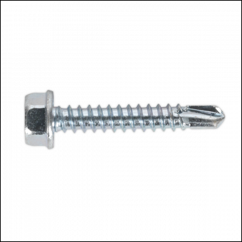 Sealey SDHX4225 Zinc Plated Self-Drilling Hex Head Screw 4.2 x 25mm - Pack of 100