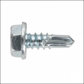Sealey SDHX4813 Zinc Plated Self-Drilling Hex Head Screw 4.8 x 13mm - Pack of 100