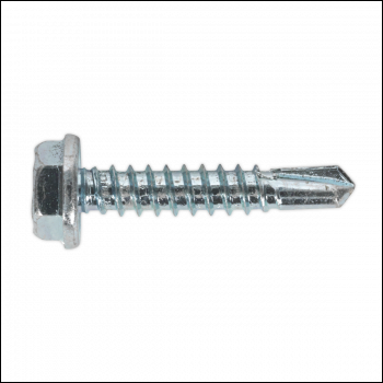 Sealey SDHX4825 Zinc Plated Self-Drilling Hex Head Screw 4.8 x 25mm - Pack of 100