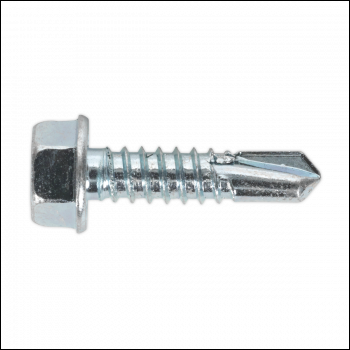 Sealey SDHX6325 Zinc Plated Self-Drilling Hex Head Screw 6.3 x 25mm - Pack of 100