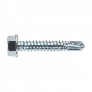 Sealey SDHX6338 Zinc Plated Self-Drilling Hex Head Screw 6.3 x 38mm - Pack of 100